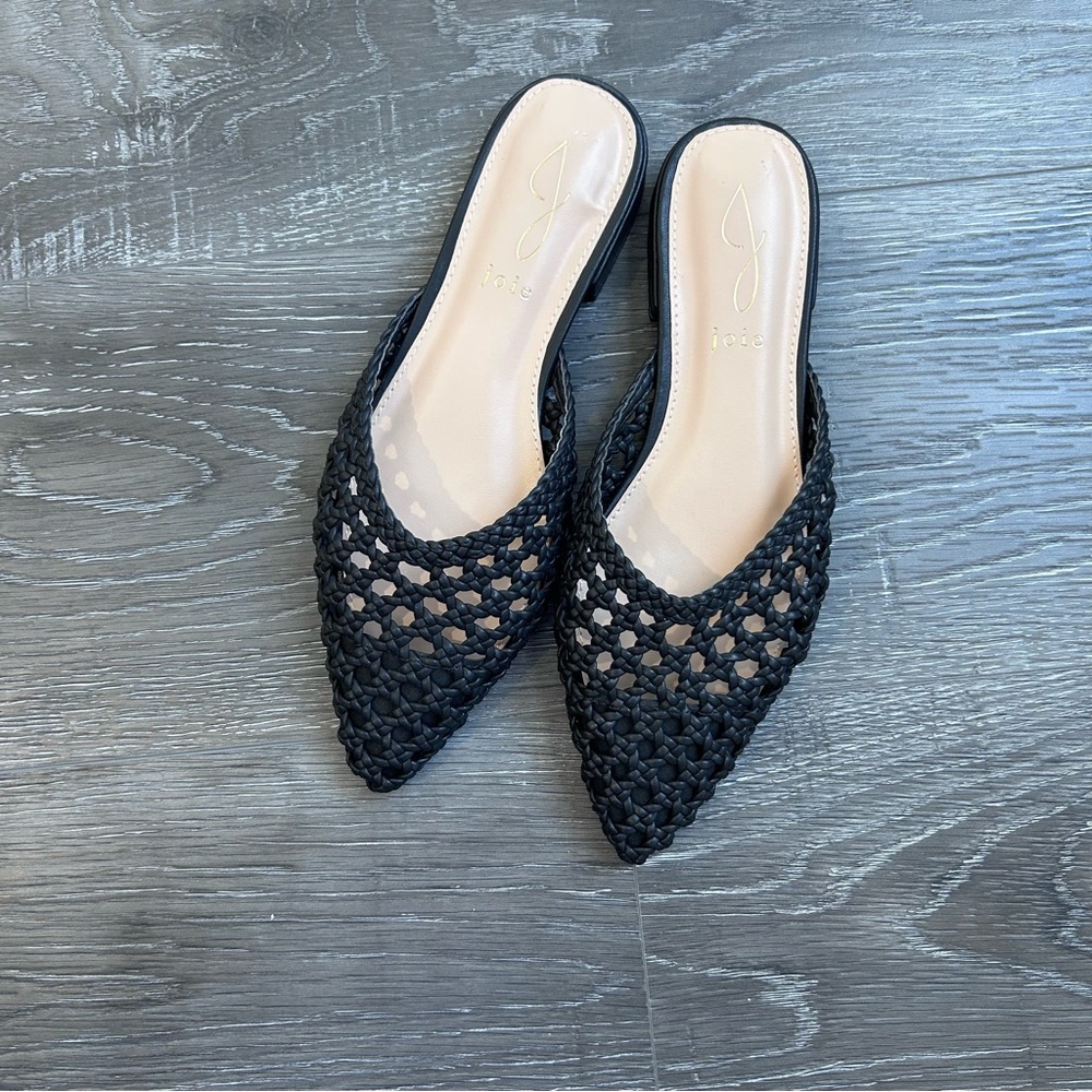 Joie Behold Black Woven Slip-On Mules Size 6